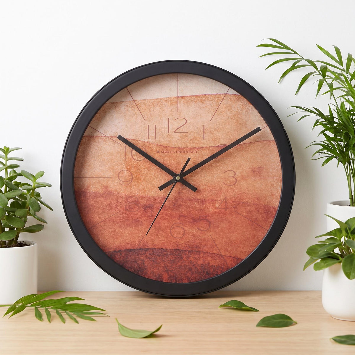 Spaces Unhooked Terracotta Watercolour Round Wall Clock