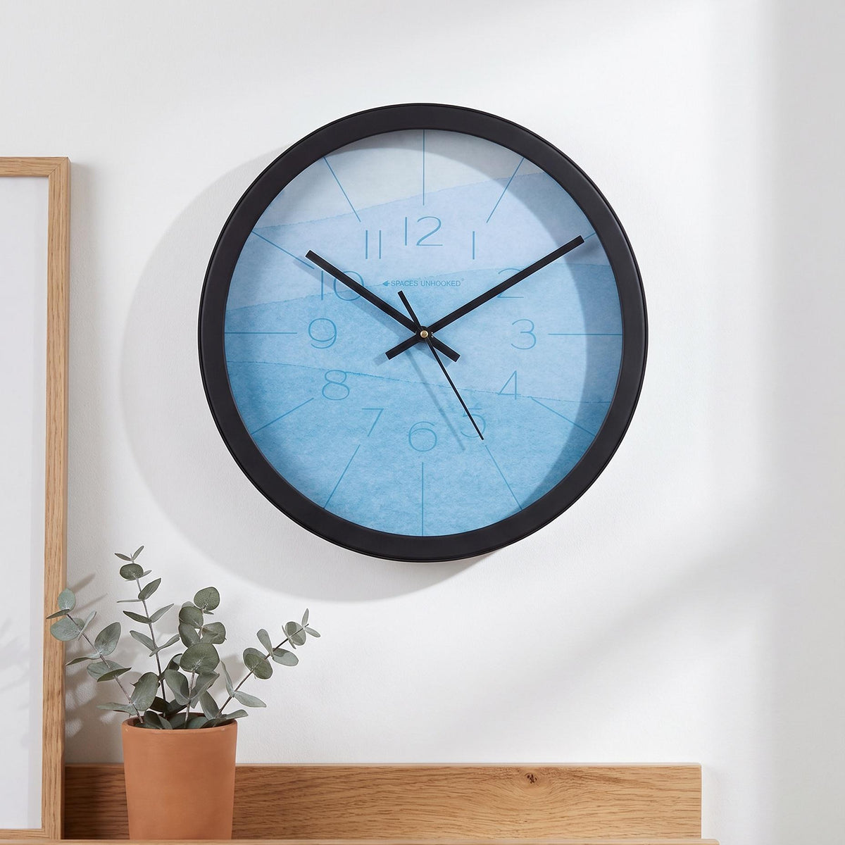 Spaces Unhooked Sky Blue Watercolour Round Wall Clock
