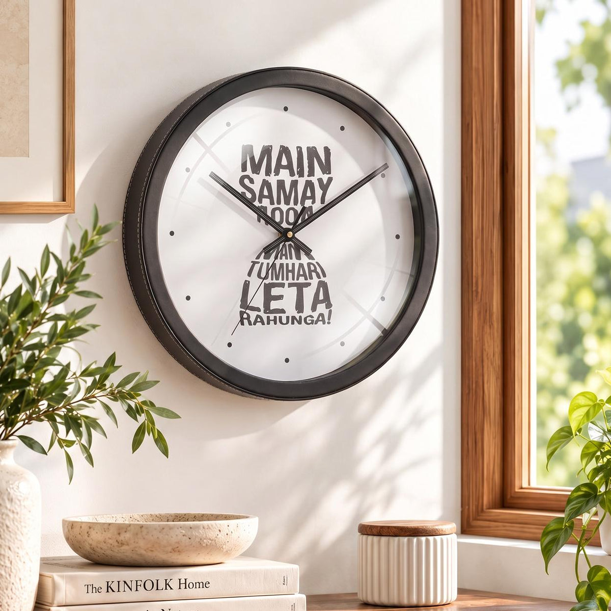 Spaces Unhooked Hinglish Quote Round Wall Clock, Typography
