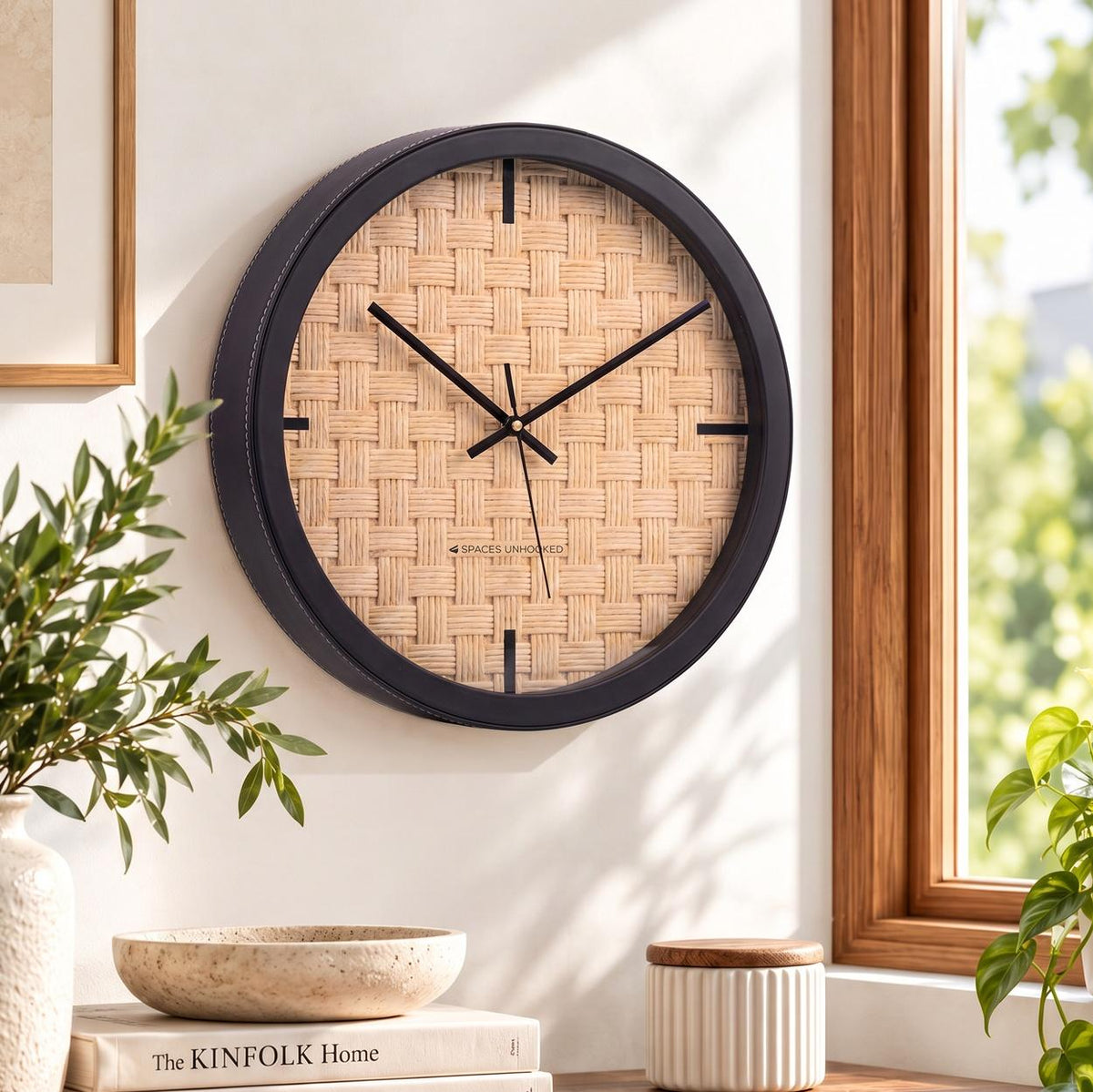 Spaces Unhooked Woven Rope Look Round Wall Clock, Natural