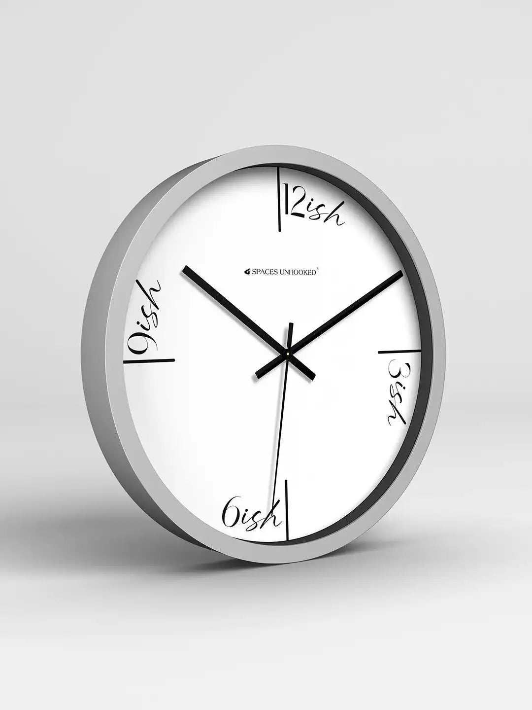 Wall clock with black hands and numbers on a white background