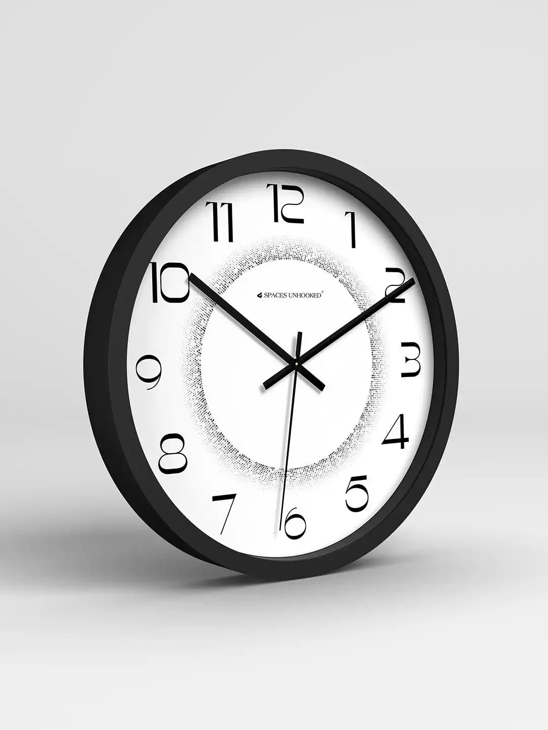 Grey 3D Designer Plastic Wall Clock – Black Frame Halftone Dial Silent Wall Clock
