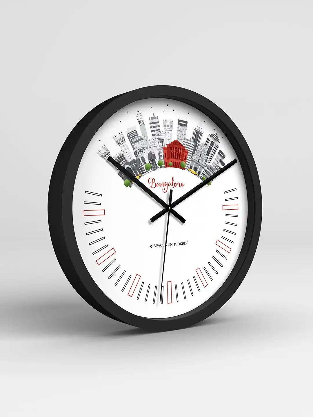 Lifestyle Wall Clock on Wooden Table - Bangalore Skyline Designer Wall Clock