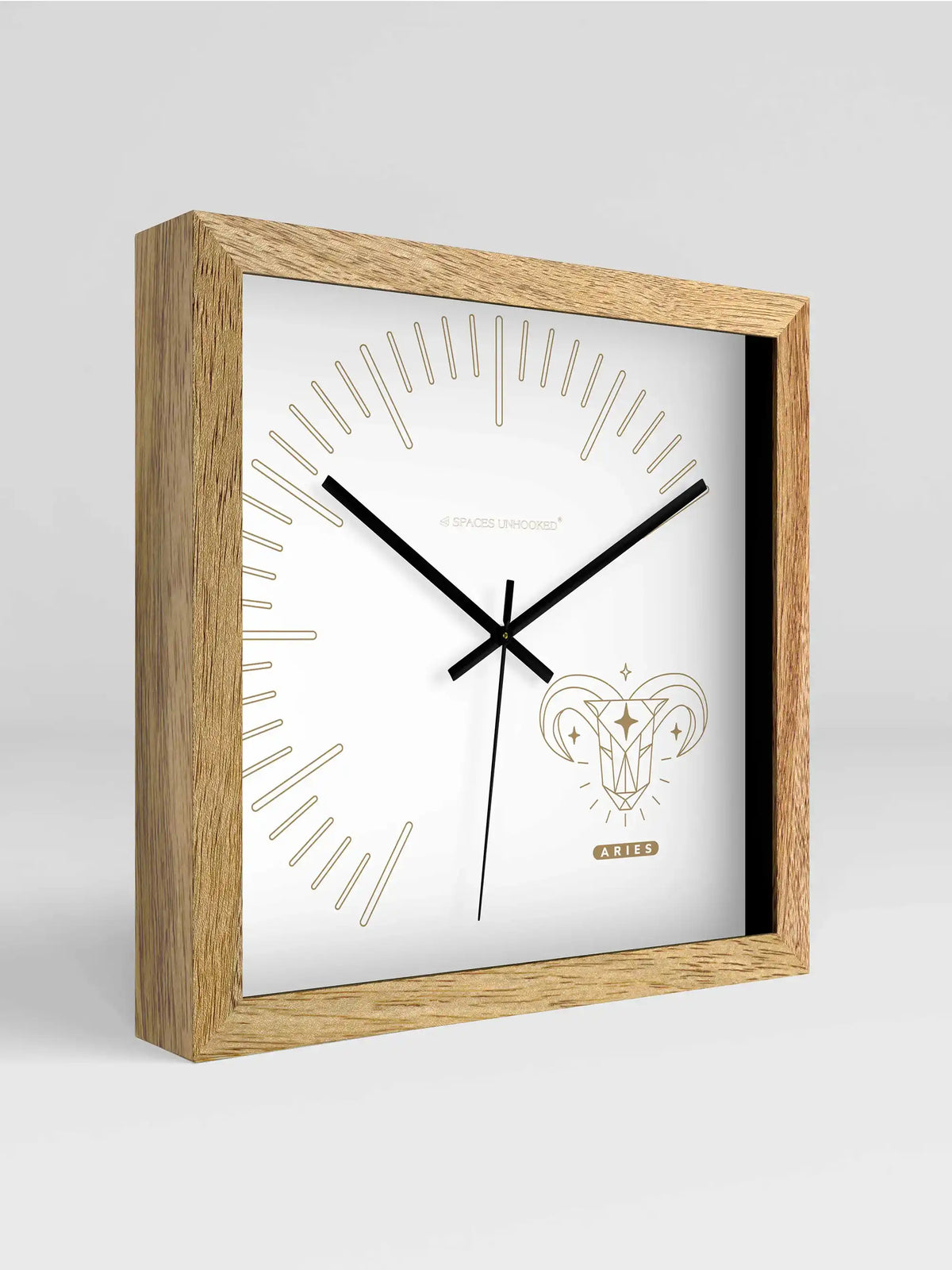 Aries Teak Wooden Wall Clock
