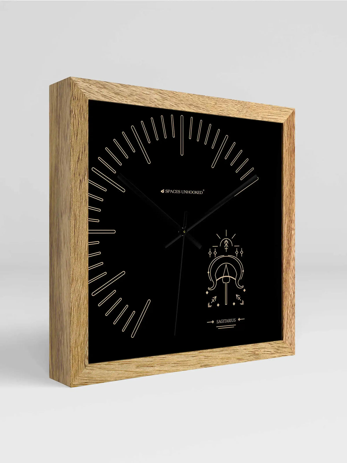 Sagittarius Zodiac Wall Clock with Wooden Frame and Premium Gift Box