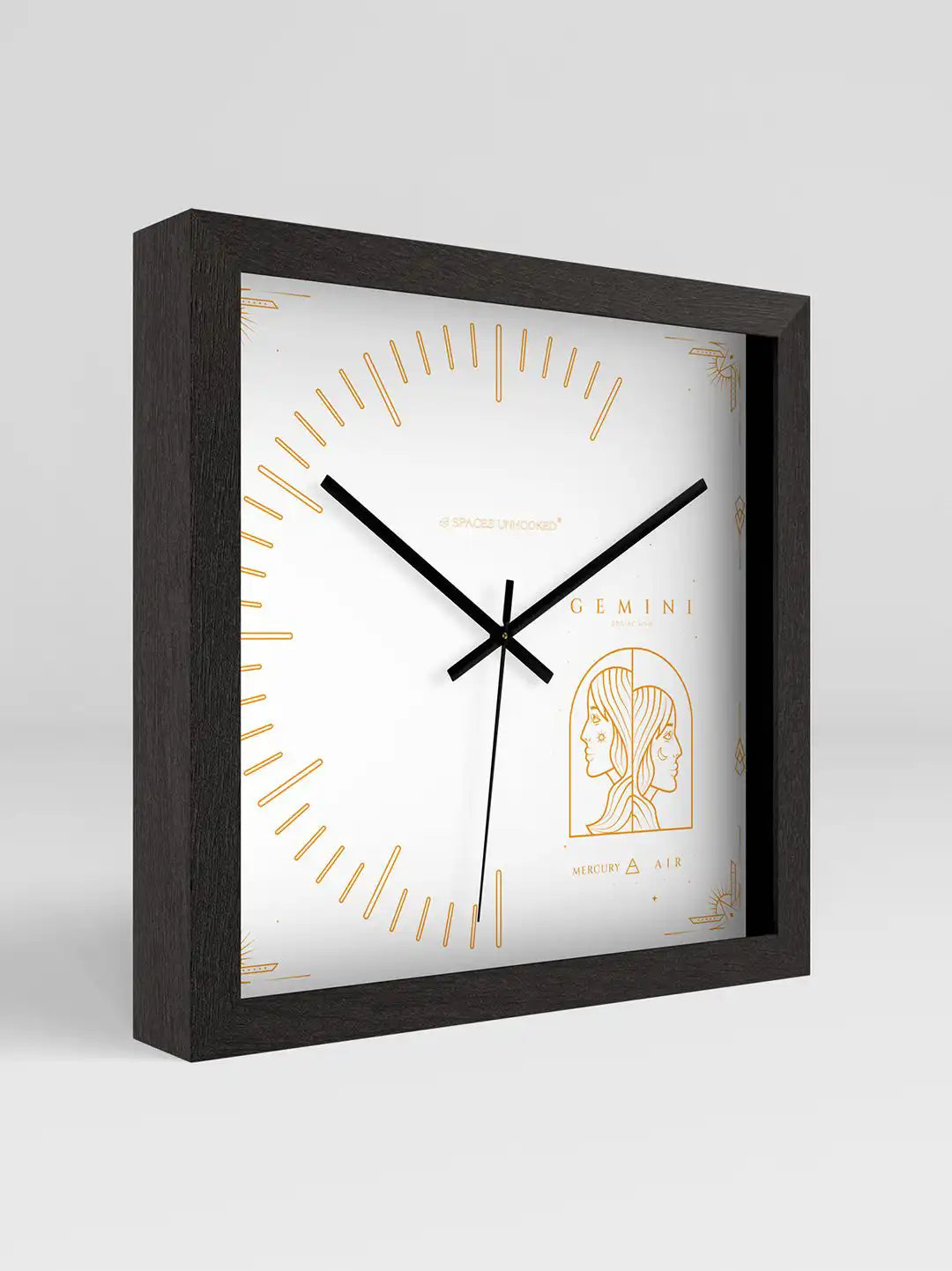 Spaces Unhooked Gemini Zodiac Large Wooden Wall Clock with Kraft Gift Box Packaging - Dark Wood Wall Clock