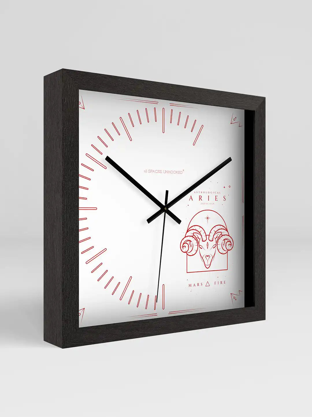 Spaces Unhooked Aries Zodiac Large Wooden Wall Clock with Kraft Gift Box Packaging - Dark Wood Wall Clock