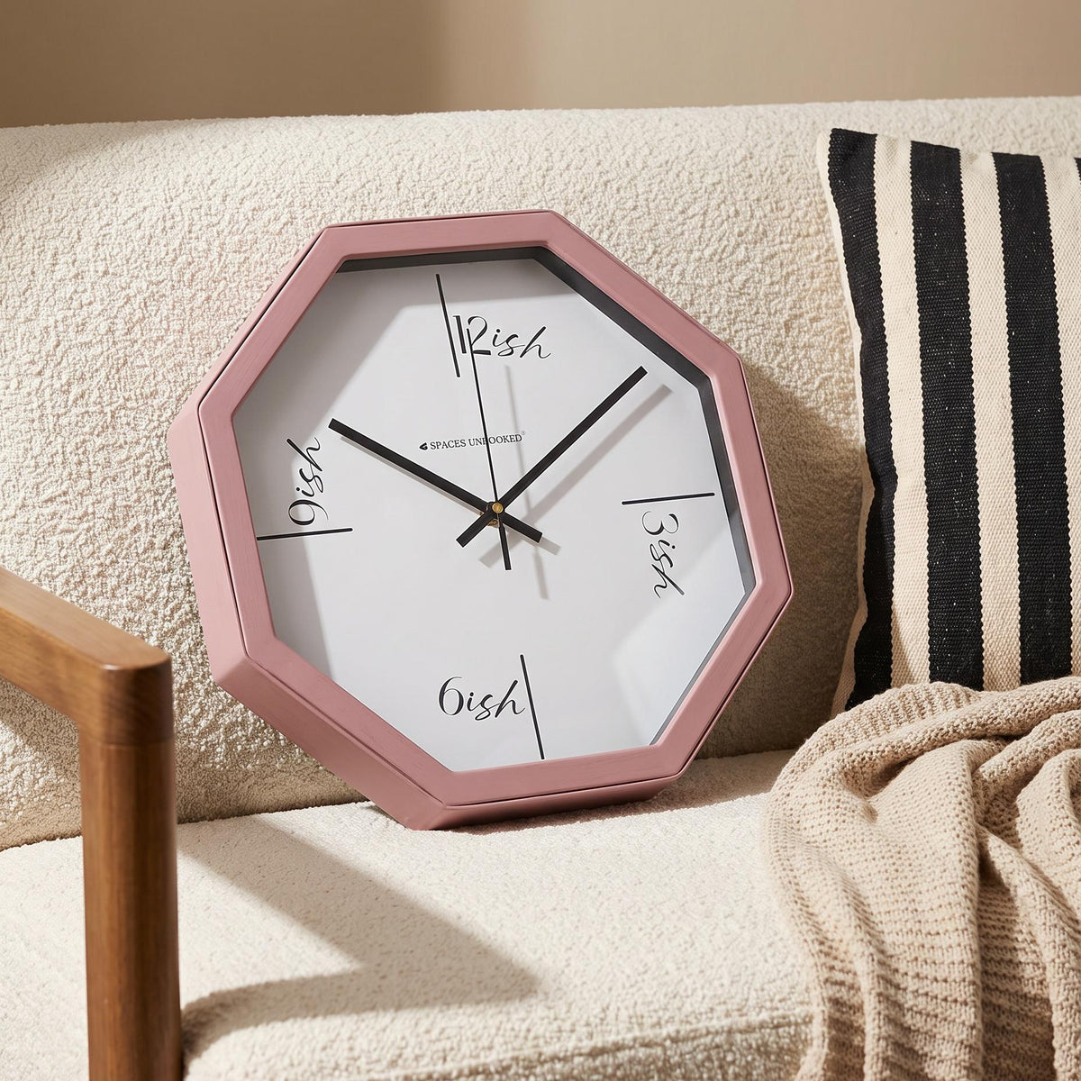 Dusty rose octagonal frame with angled corners and a soft, smooth look, close-up view