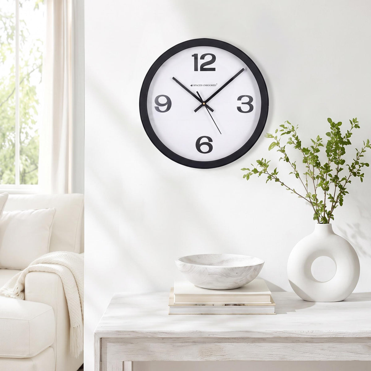 Spaces Unhooked Bold Numeral Round Wall Clock, 12 3 6 9 Dial