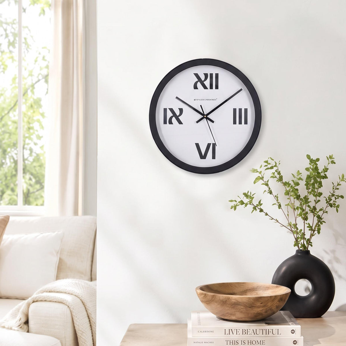 Spaces Unhooked Bold Roman Numeral Minimal Round Wall Clock
