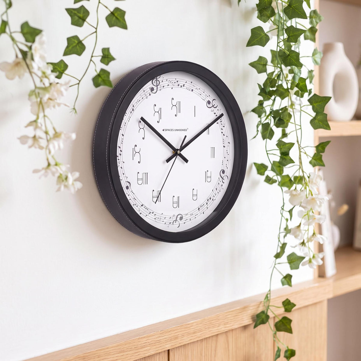 Spaces Unhooked Music Note Round Wall Clock, Treble Clef Dial