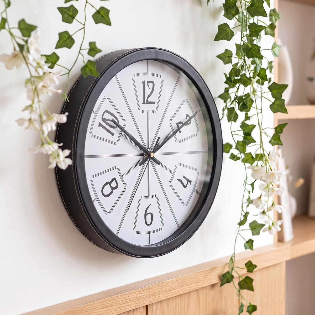 Spaces Unhooked Art Deco Sunburst Round Wall Clock, White Dial