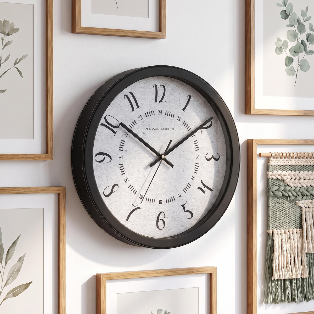 Spaces Unhooked Round Wall Clock with 24 Hour Inner Ring