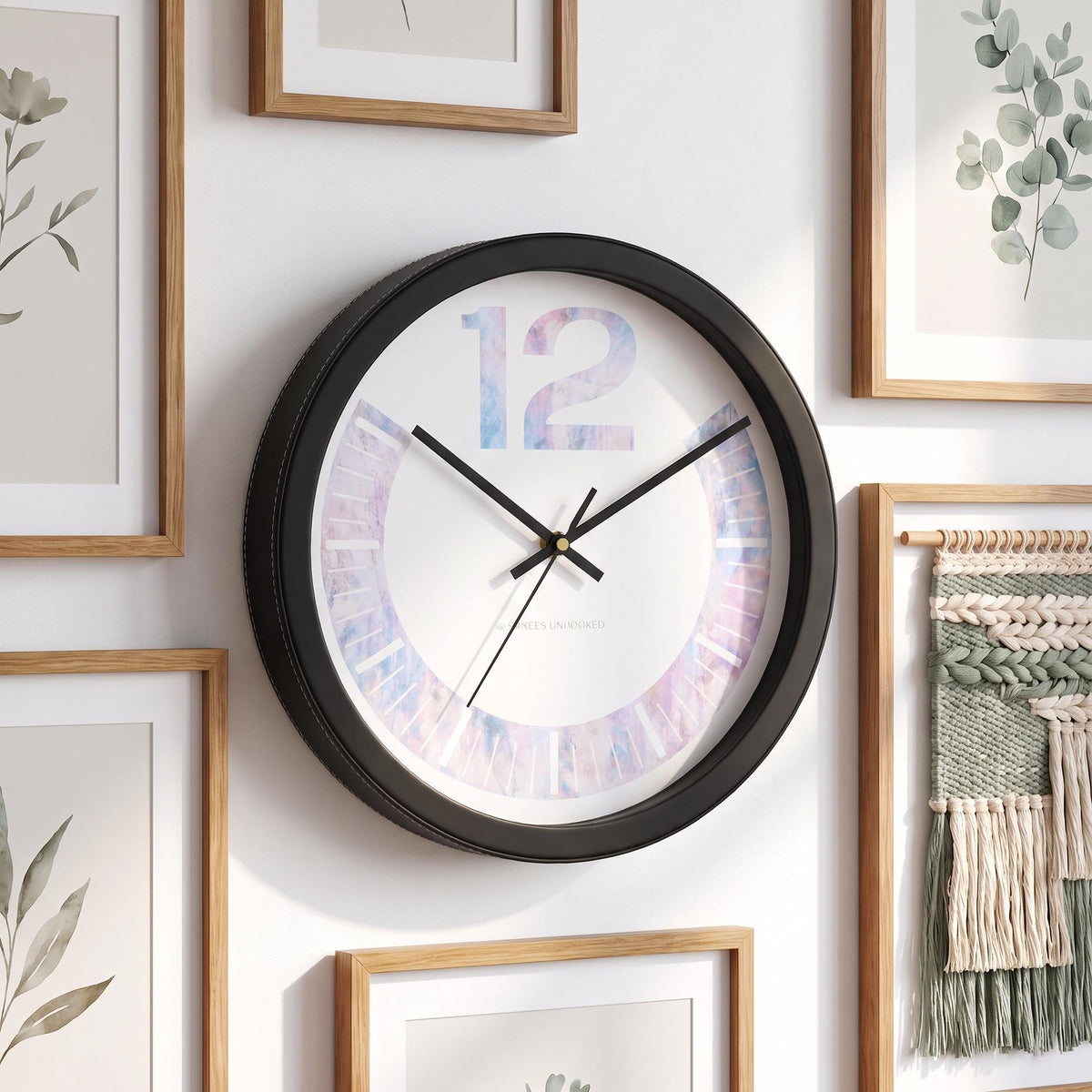 Spaces Unhooked Pastel Marble Round Wall Clock, Big 12 Dial