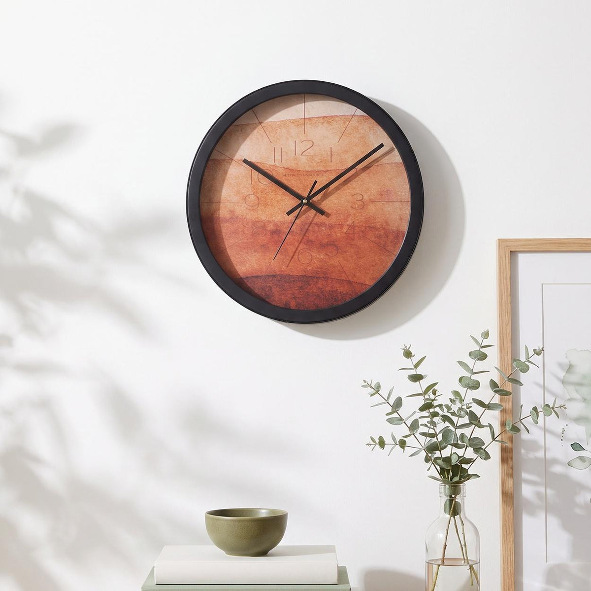 Spaces Unhooked Terracotta Watercolour Round Wall Clock