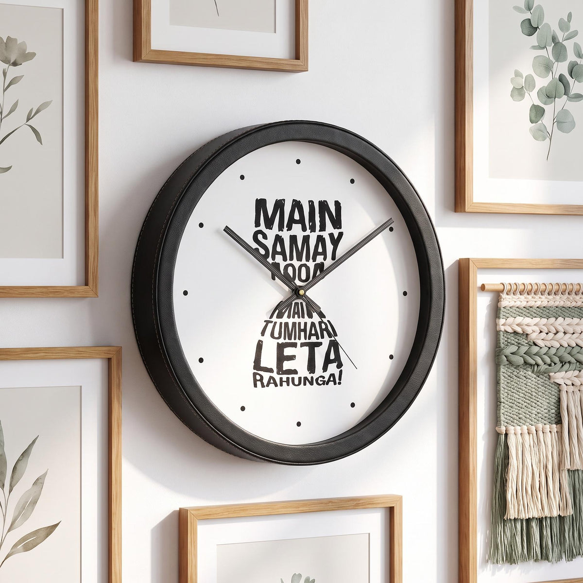 Spaces Unhooked Hinglish Quote Round Wall Clock, Typography
