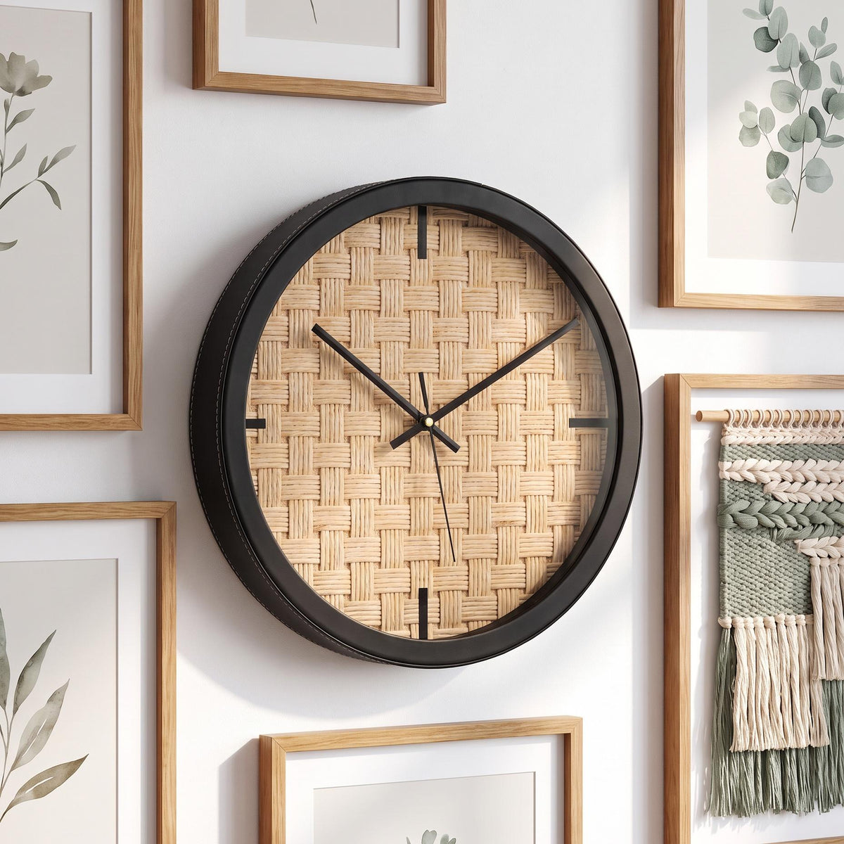 Spaces Unhooked Woven Rope Look Round Wall Clock, Natural