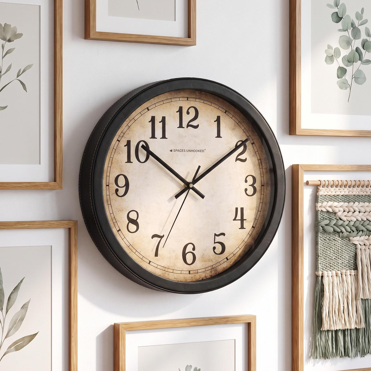 Spaces Unhooked Vintage Parchment Round Wall Clock, Antique