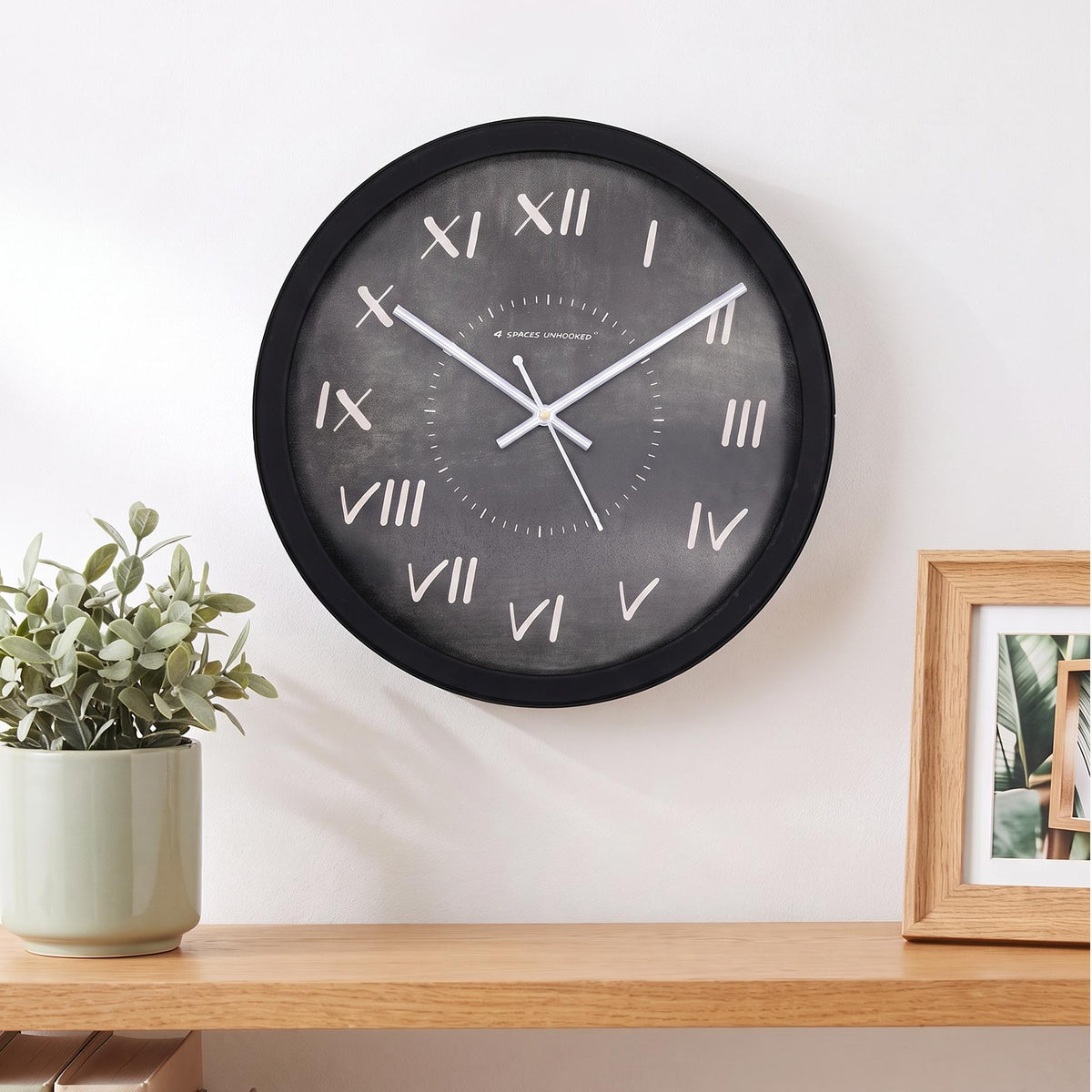 Spaces Unhooked Chalkboard Round Wall Clock, Chalk Roman Numerals