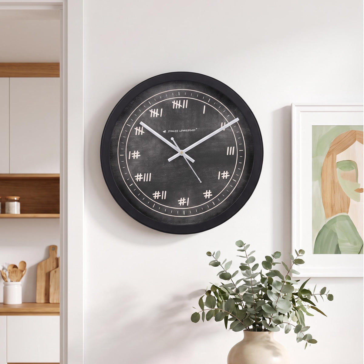 Spaces Unhooked Chalkboard Tally Mark Round Wall Clock