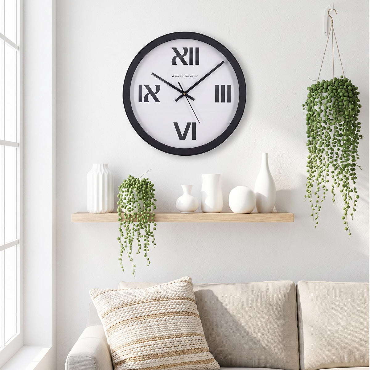 Spaces Unhooked Bold Roman Numeral Minimal Round Wall Clock