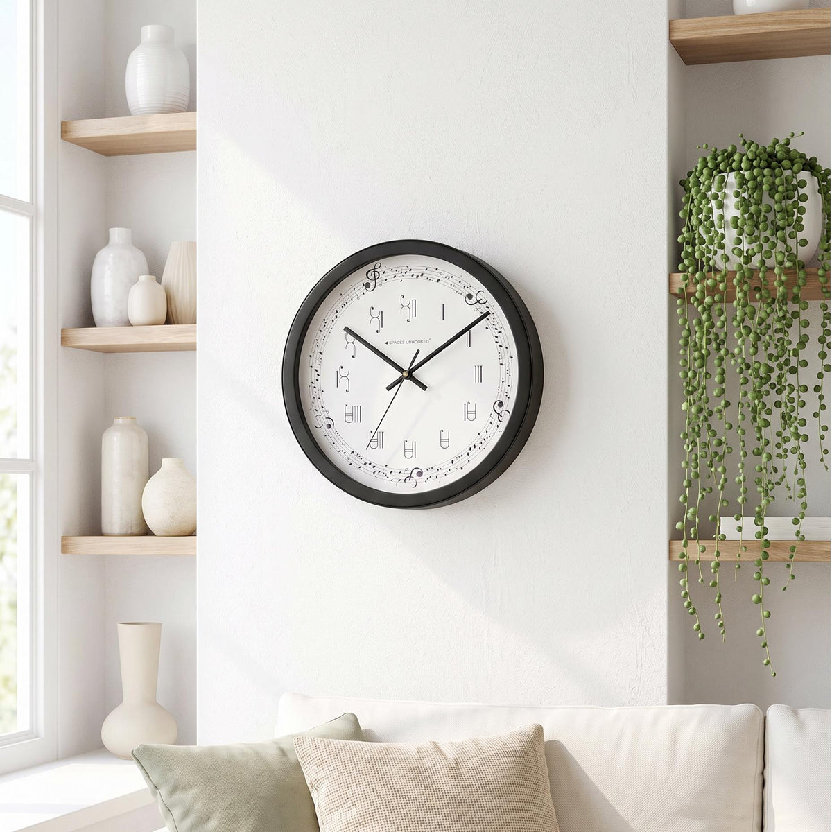 Spaces Unhooked Music Note Round Wall Clock, Treble Clef Dial