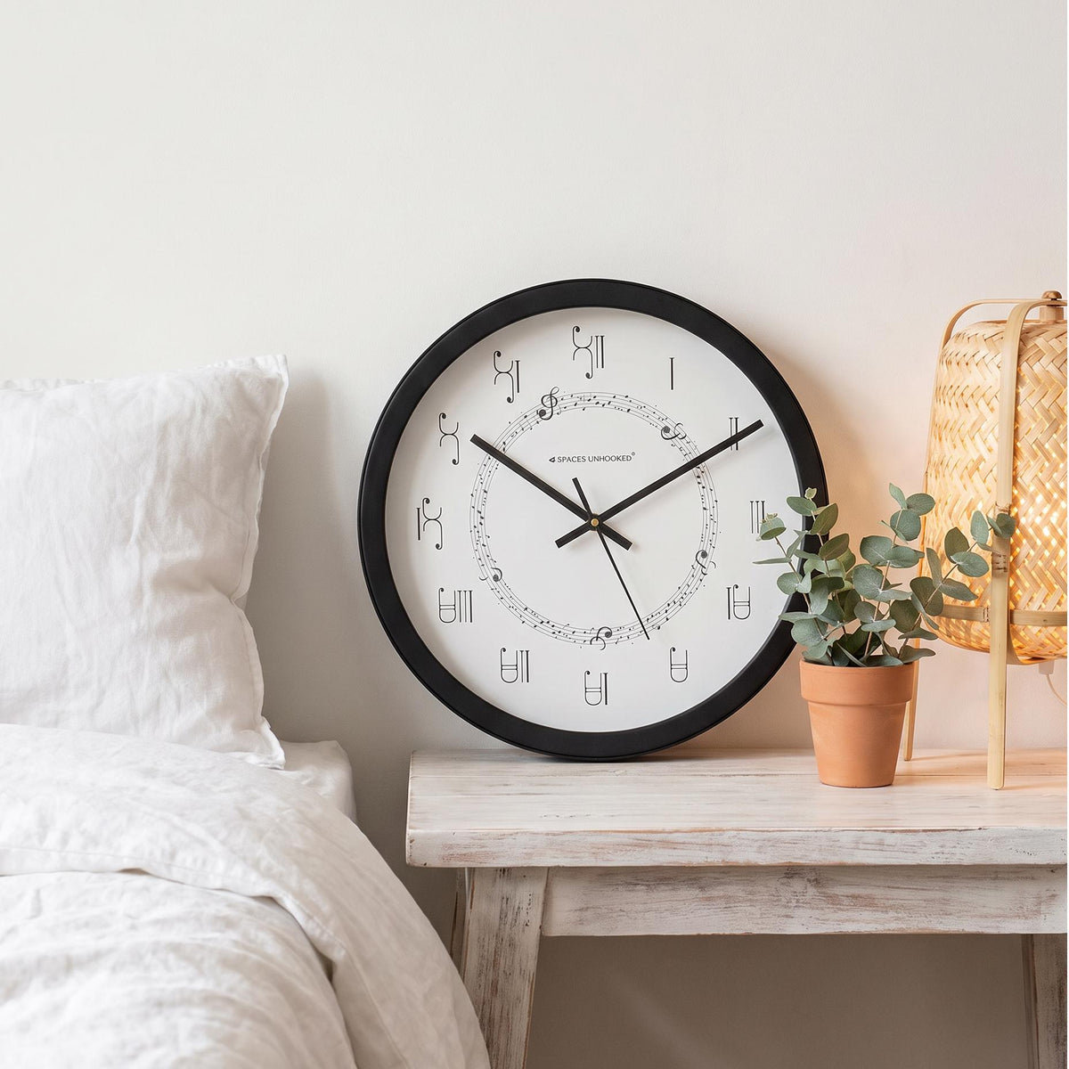 Spaces Unhooked Music Lover Round Wall Clock, Inner Note Ring