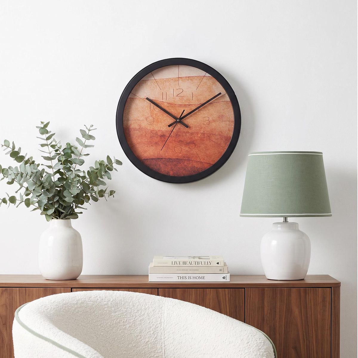 Spaces Unhooked Terracotta Watercolour Round Wall Clock