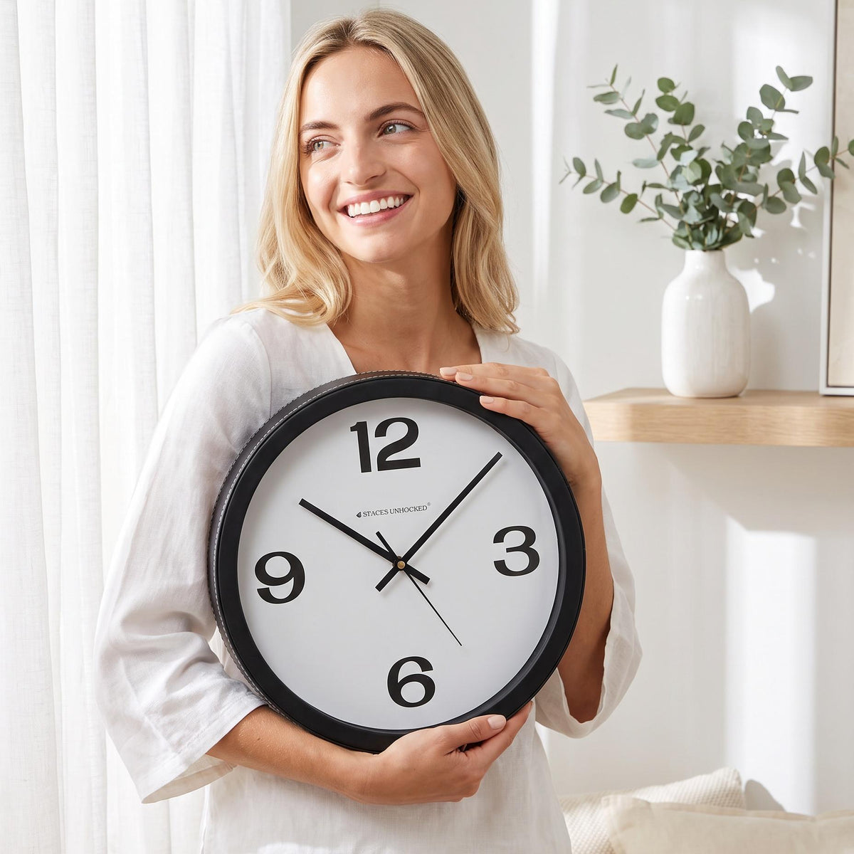 Spaces Unhooked Bold Numeral Round Wall Clock, 12 3 6 9 Dial