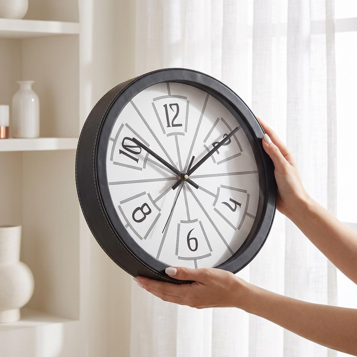 Spaces Unhooked Art Deco Sunburst Round Wall Clock, White Dial