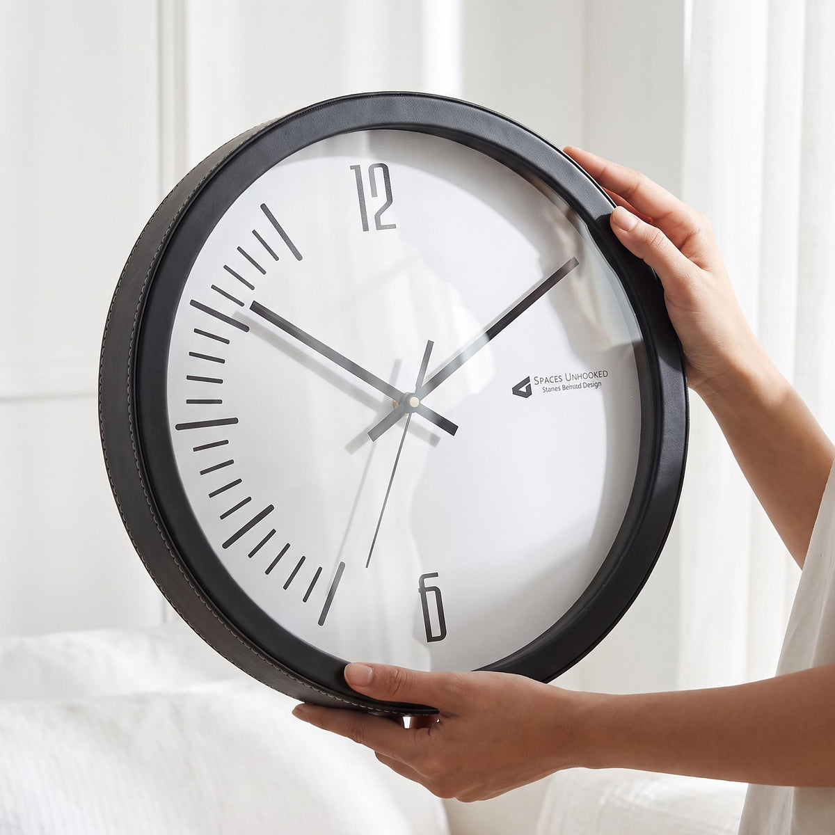 Spaces Unhooked Minimalist Round Wall Clock, Half Arc Markers