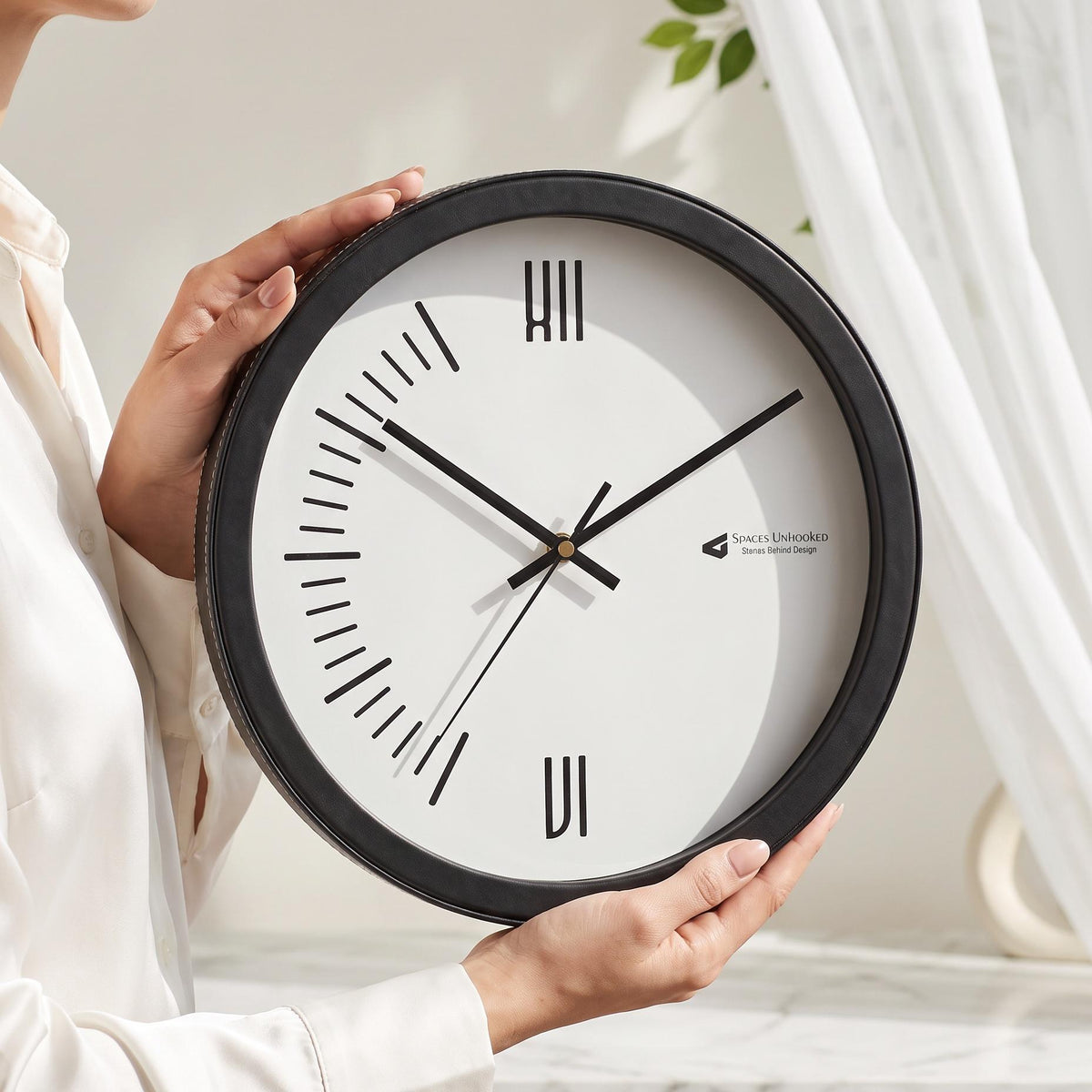 Spaces Unhooked Minimalist Roman Numeral Round Wall Clock