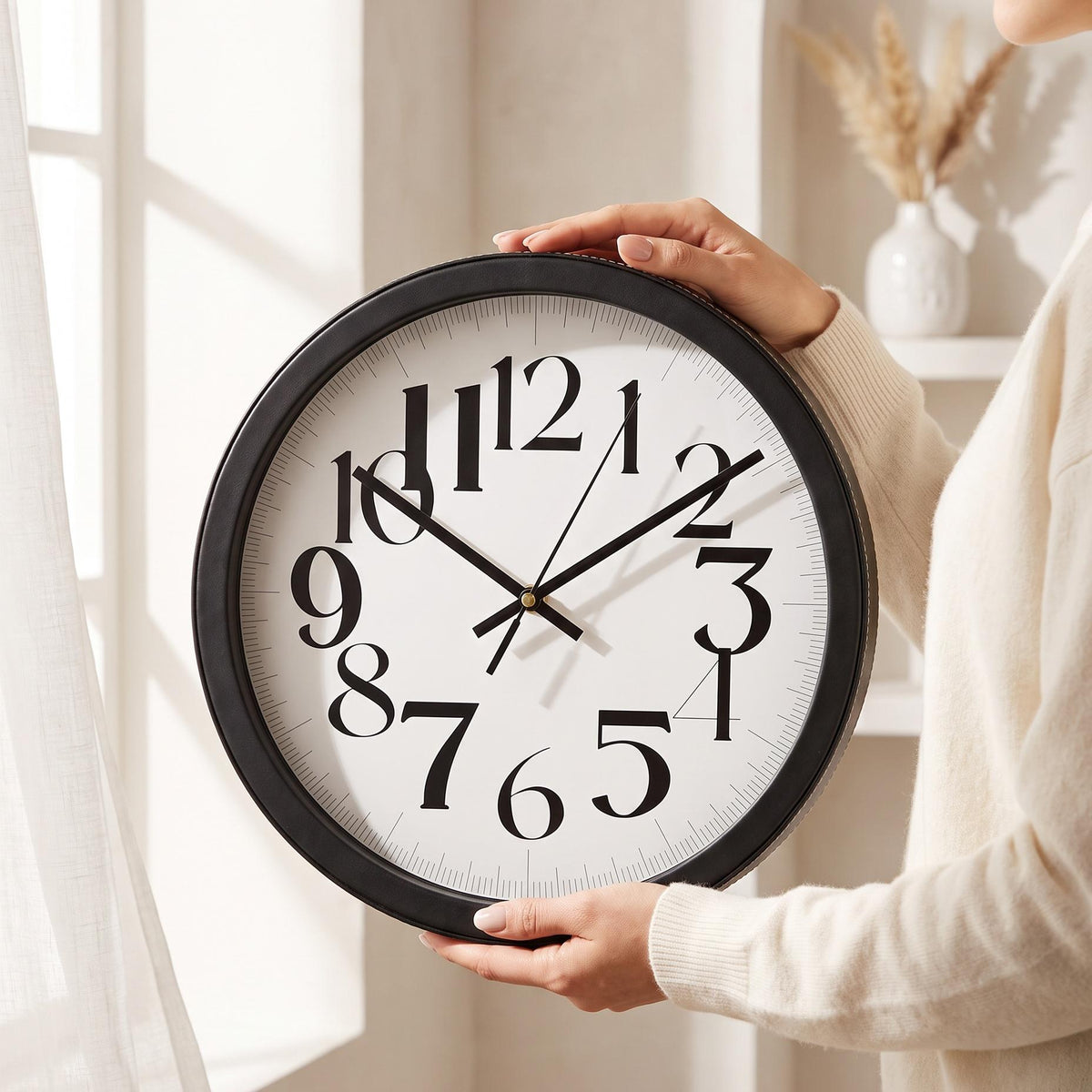 Spaces Unhooked Round Wall Clock, Bold Mixed-Size Numerals