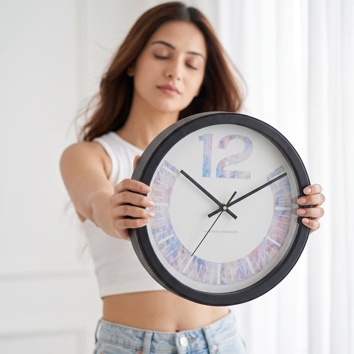Spaces Unhooked Pastel Marble Round Wall Clock, Big 12 Dial