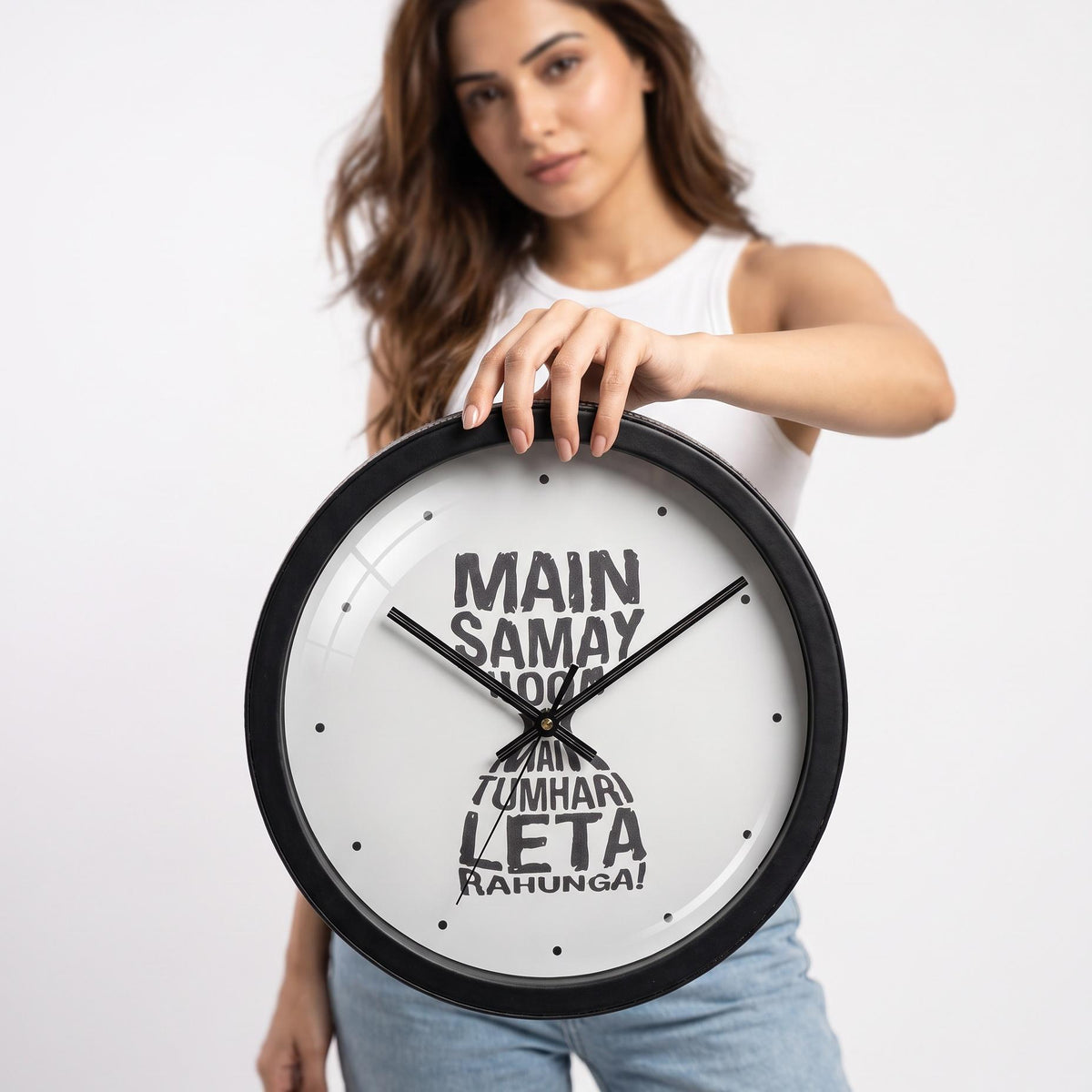 Spaces Unhooked Hinglish Quote Round Wall Clock, Typography