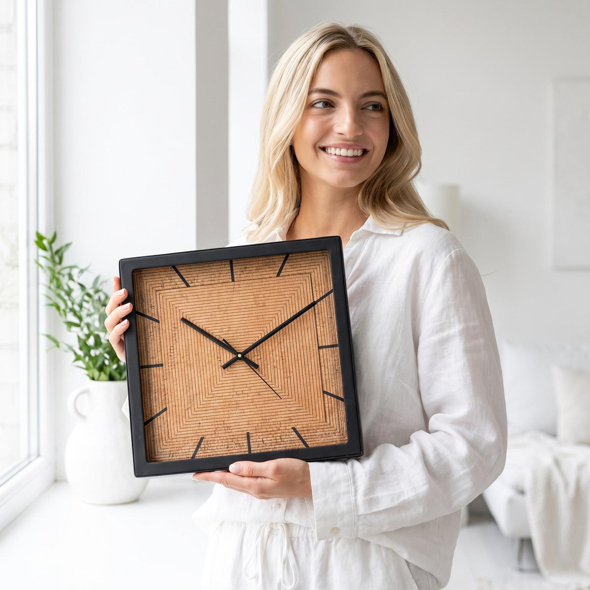 Spaces Unhooked Woven Round Wall Clock, Honey Tone