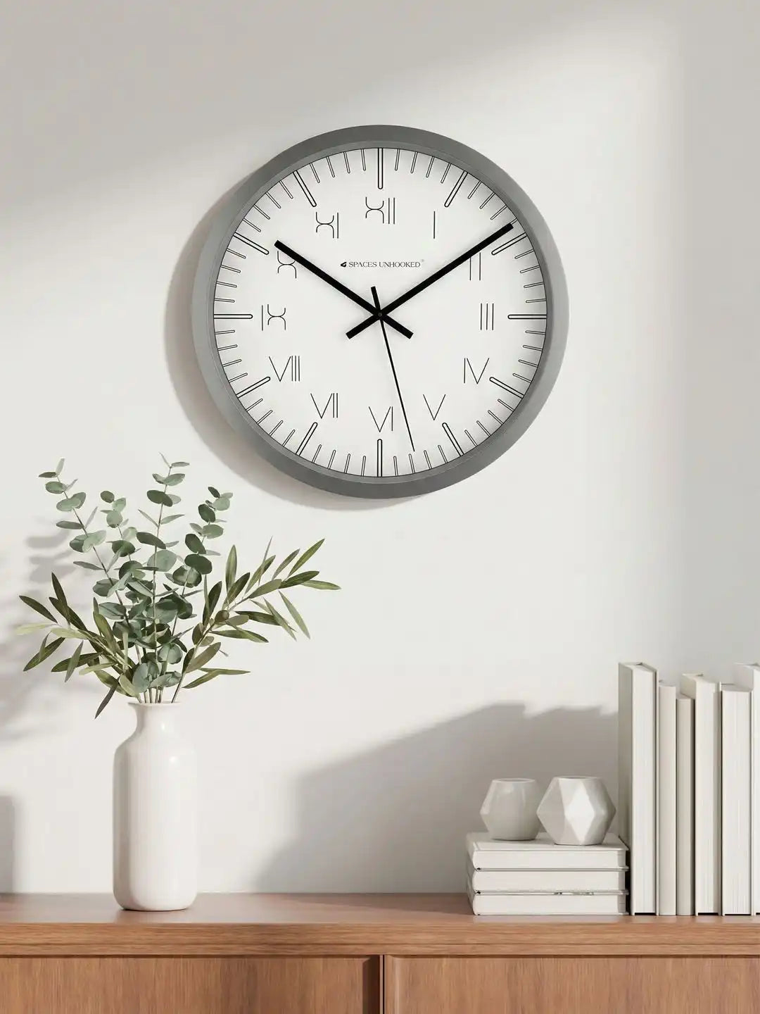 Grey Wall Clock Styled in Contemporary Home Interior
