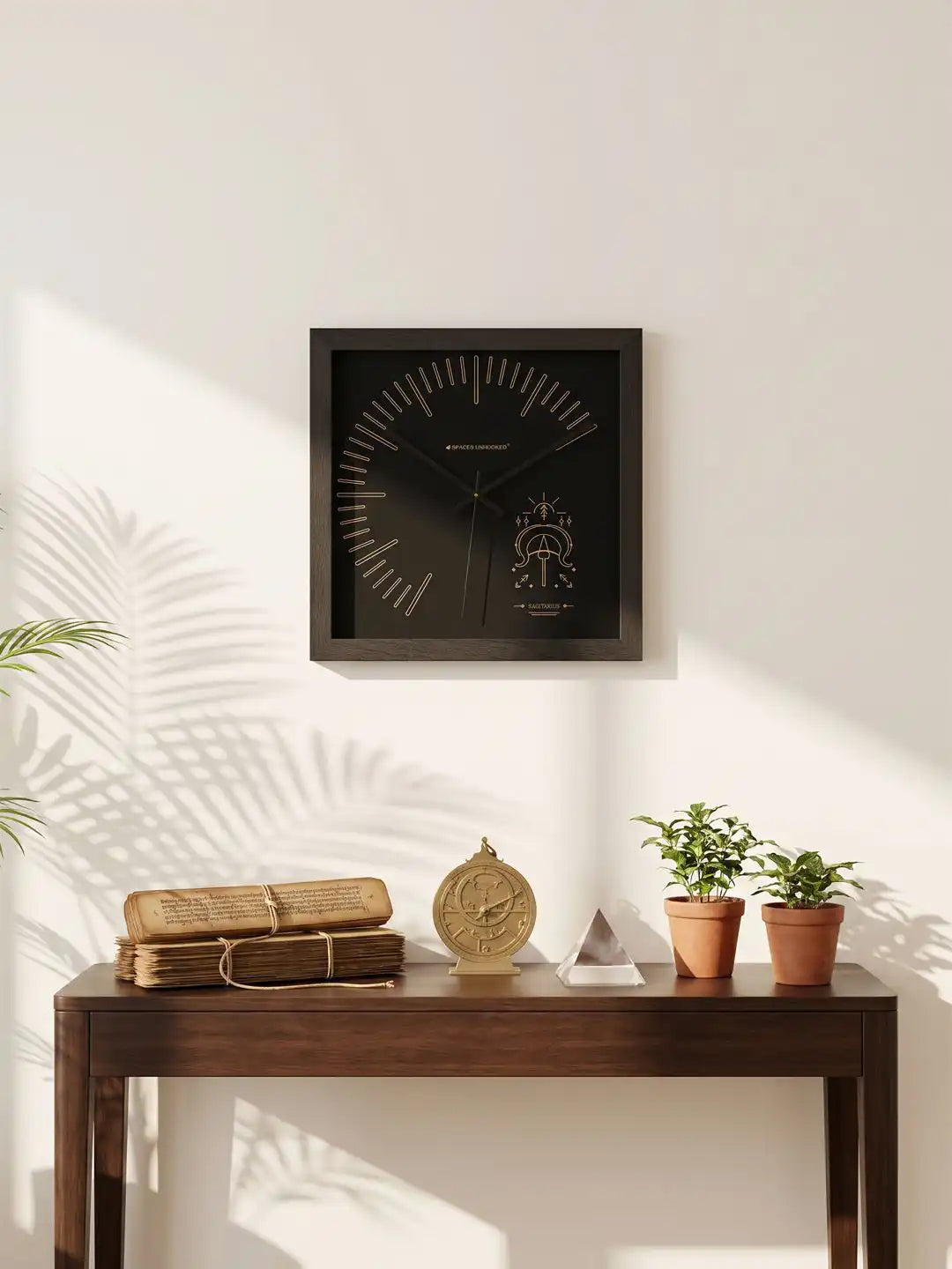 Sagittarius Zodiac Large Wooden Wall Clock – Modern Wood Frame Living Room Decor | Spaces Unhooked
