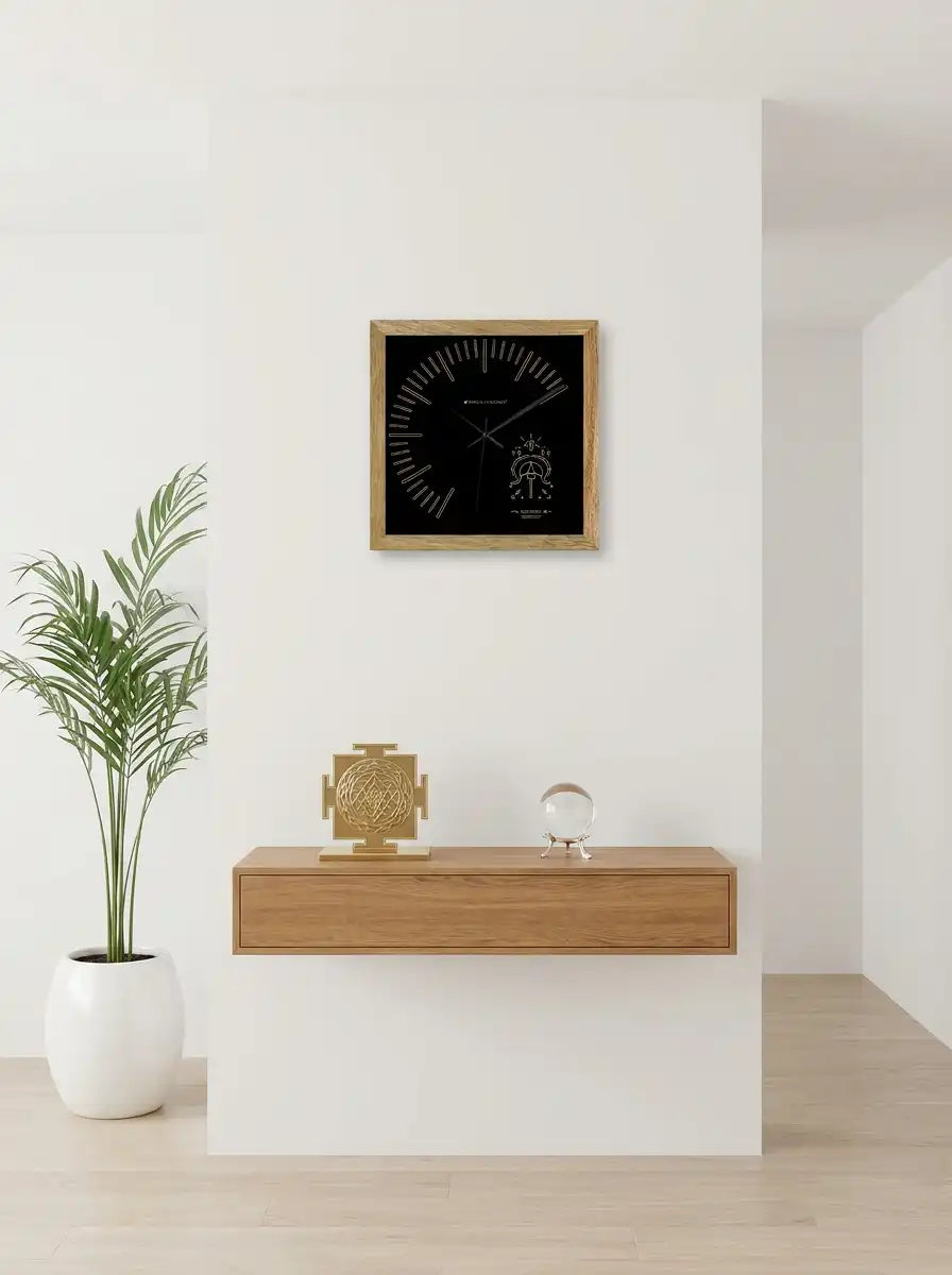 Sagittarius Zodiac Sign Wall Clock with Wooden Frame and 305 mm Square Dimensions