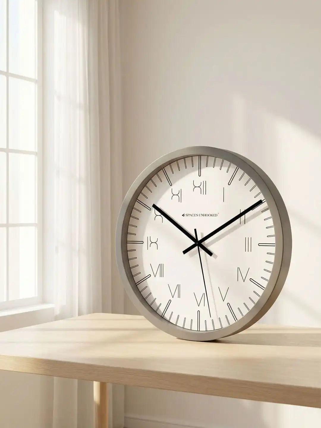 Grey Wall Clock Lifestyle Photography with Modern Decor