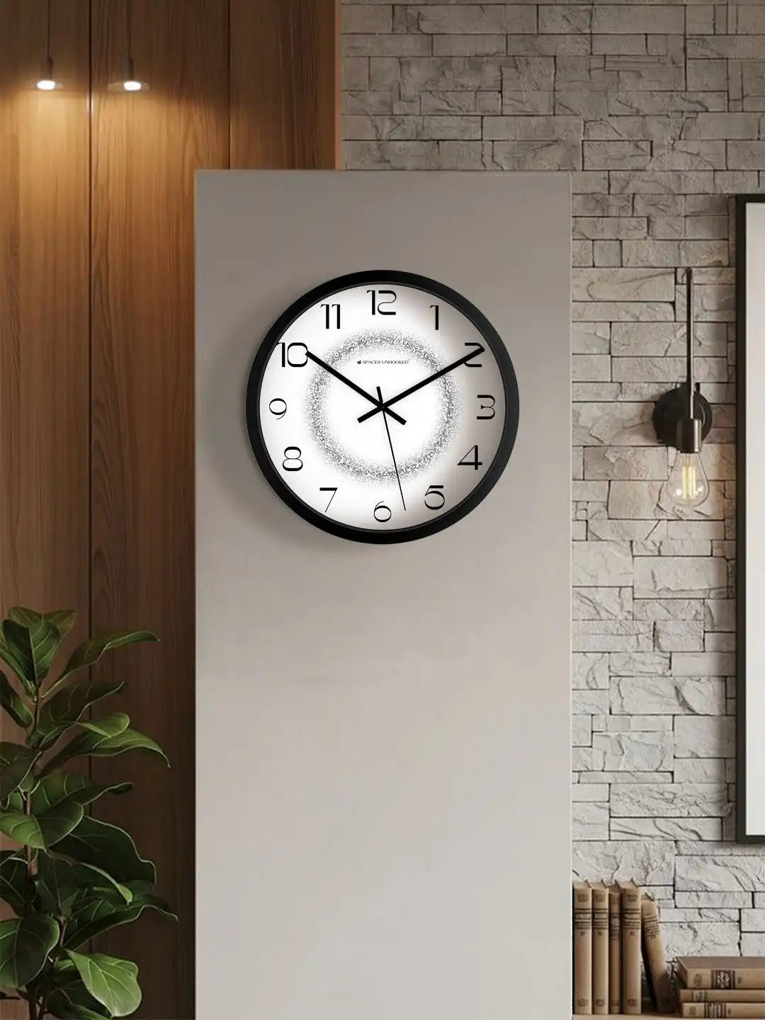 Lifestyle Wall Clock Mounted on Wall – Black Dotted Dial Designer Wall Clock for Home