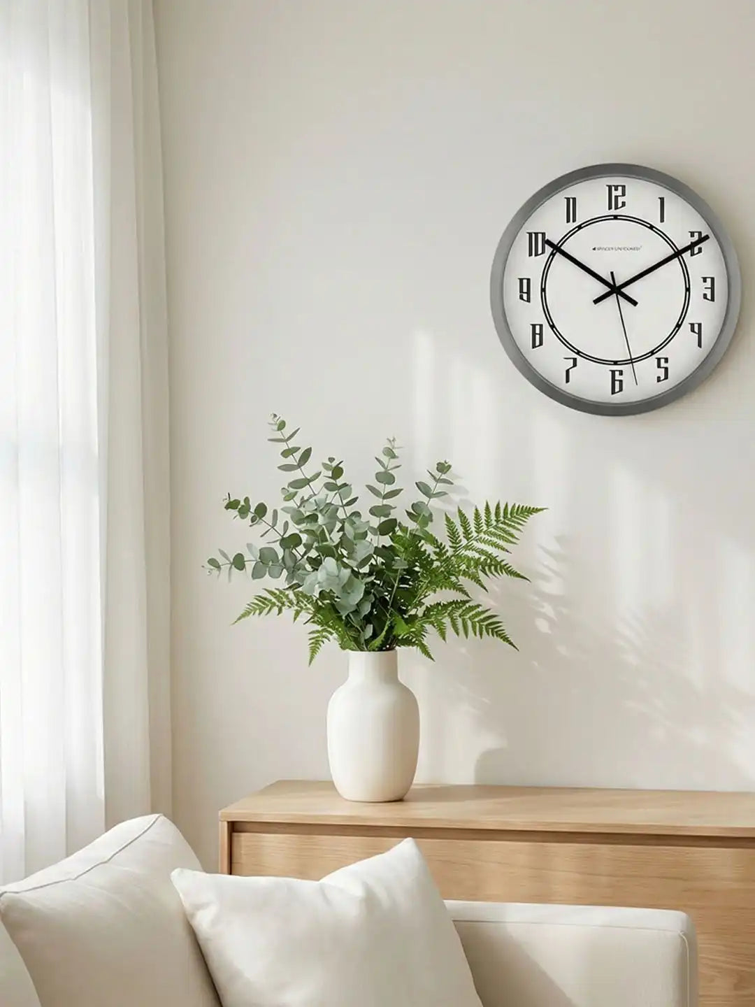 Lifestyle Wall Clock Mounted on Wall – Grey Designer Plastic Wall Clock for Home