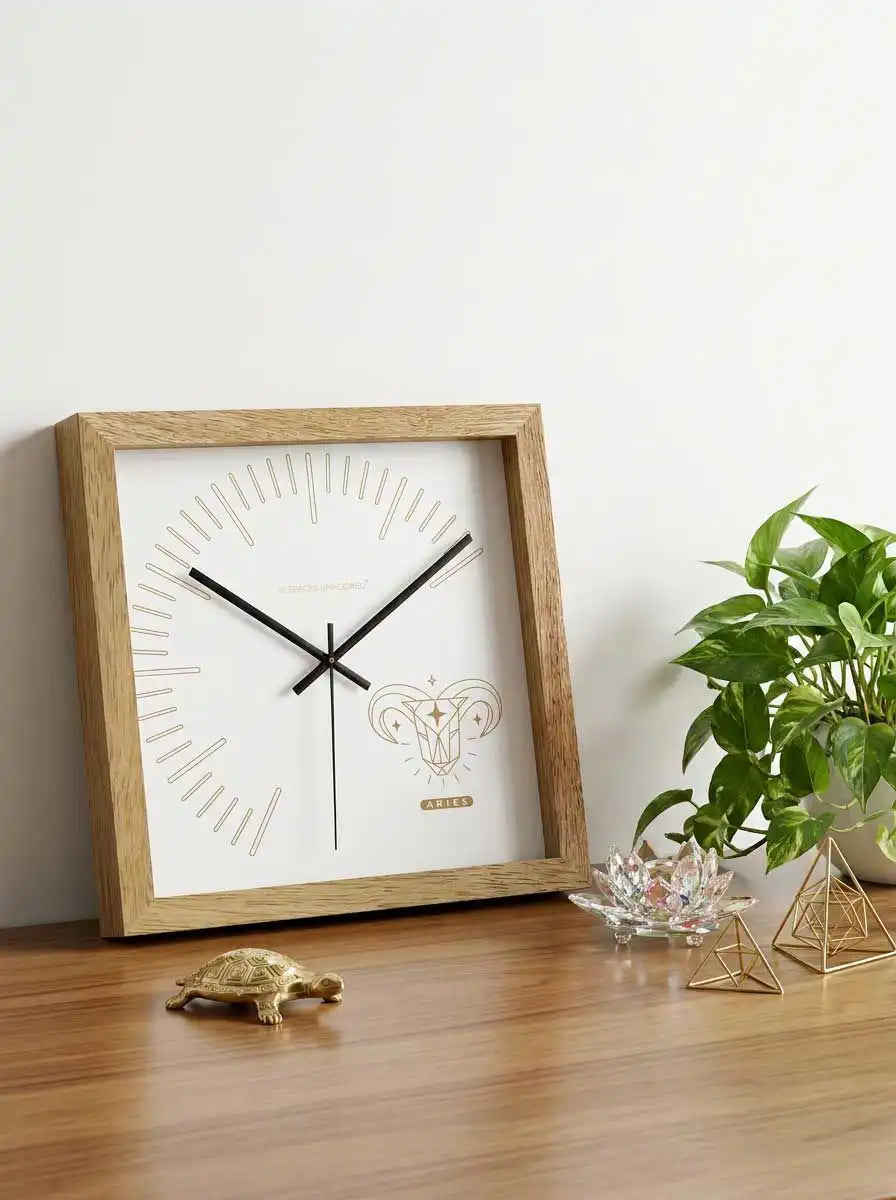 Aries Teak Wooden Wall Clock