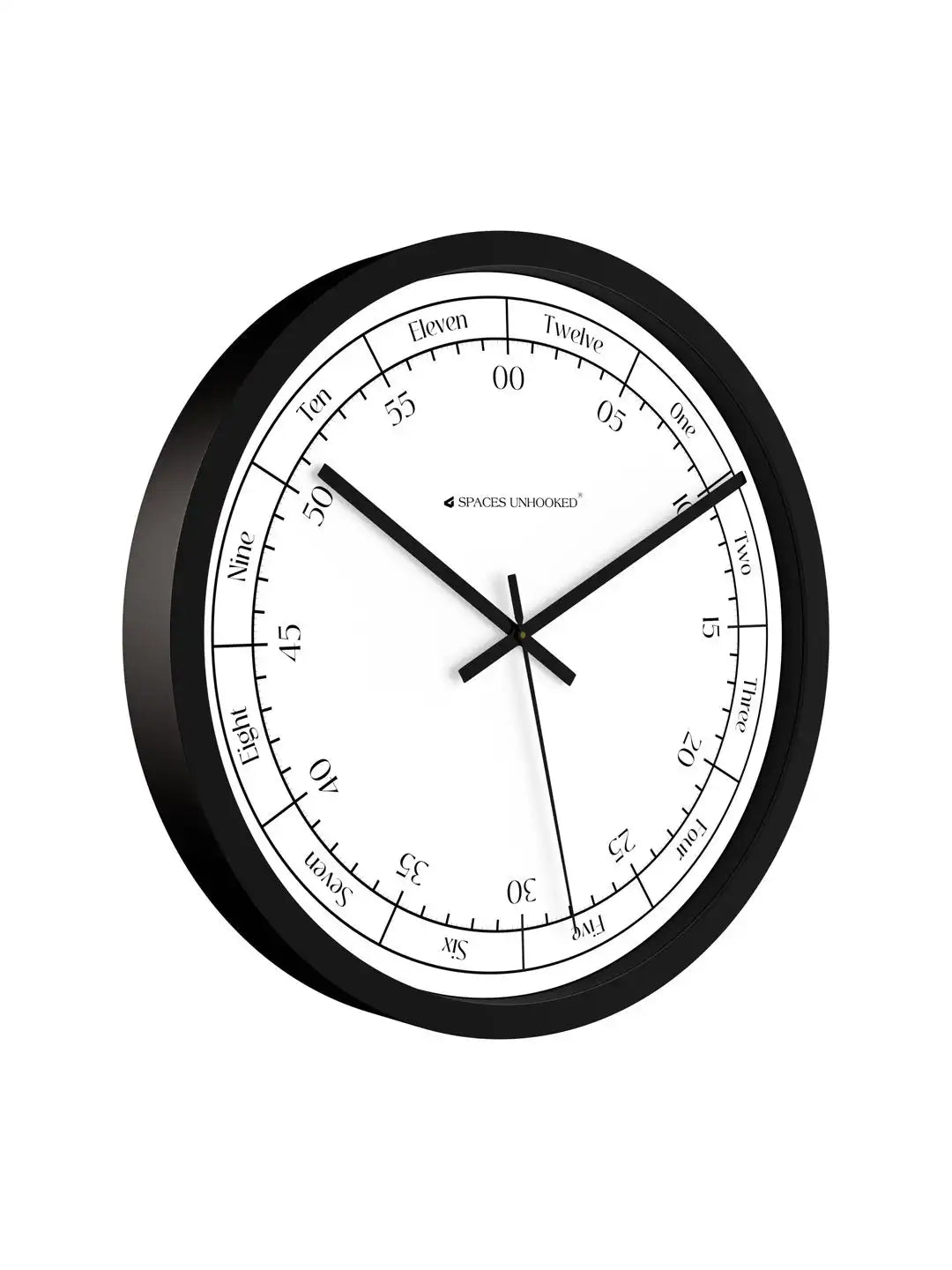 Side View of Premium Plastic Wall Clock – Slim Black Silent Word Hour Minute Dial Wall Clock