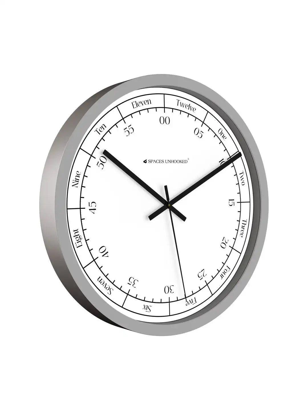 Side View of Premium Plastic Wall Clock – Slim Grey Silent Word Hour Minute Dial Wall Clock