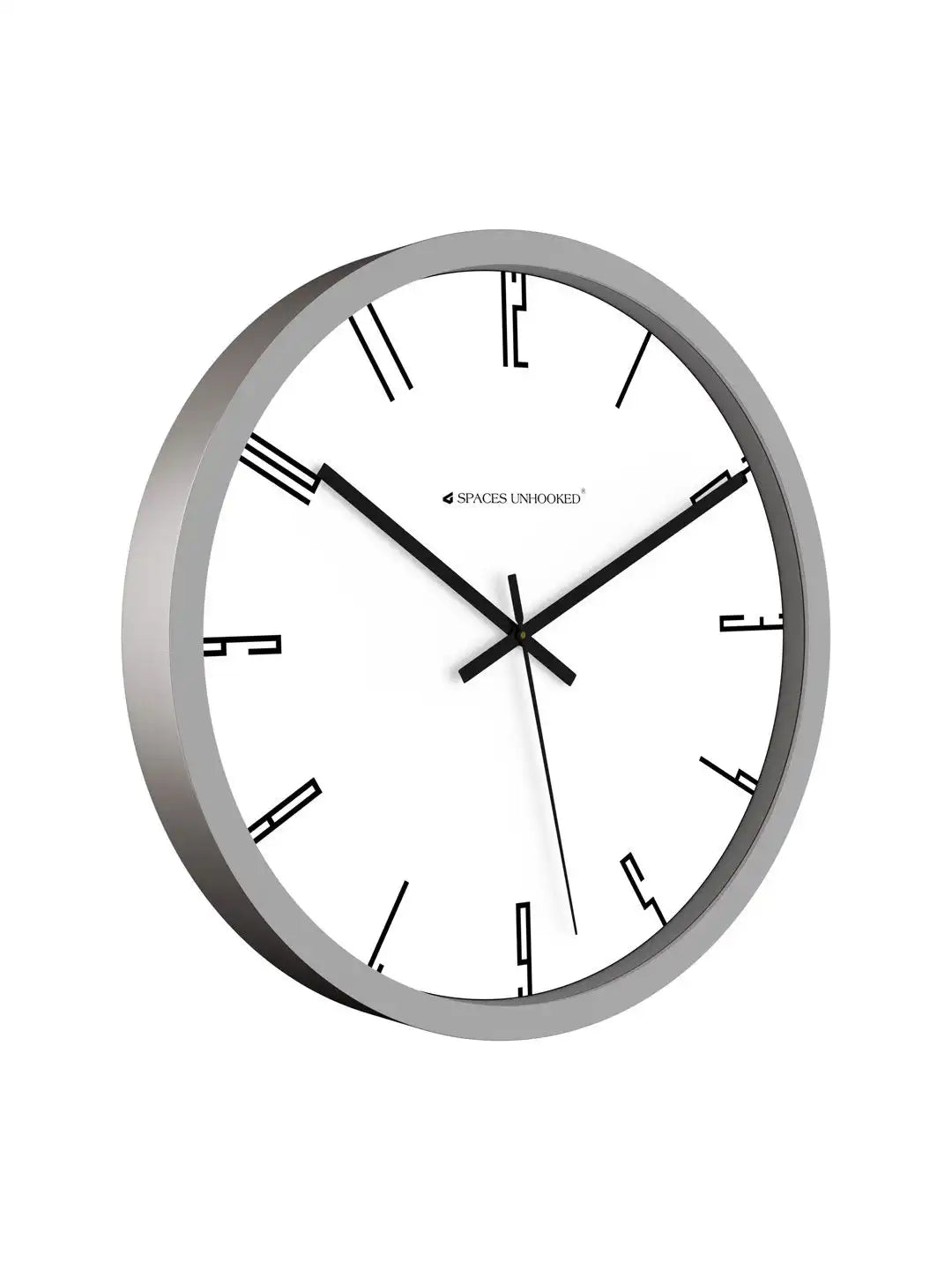 Side View of Premium Plastic Wall Clock – Slim Grey Silent Minimalist Line Marker Dial Wall Clock