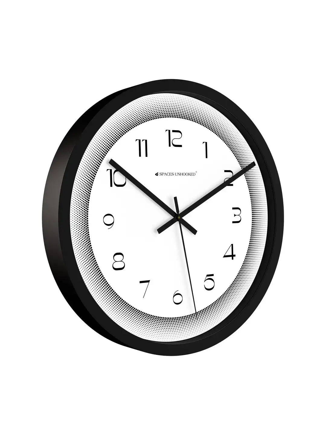Side View of Premium Plastic Wall Clock – Slim Black Silent Halftone Border Dial Wall Clock