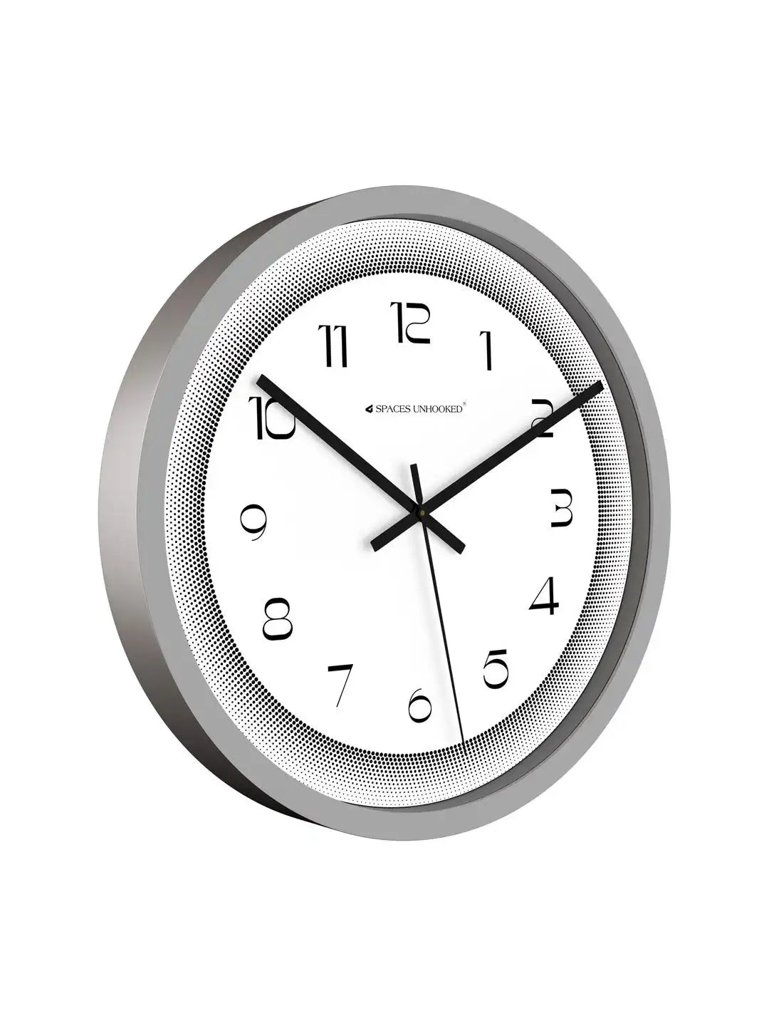 Side View of Premium Plastic Wall Clock – Slim Grey Silent Halftone Border Dial Wall Clock