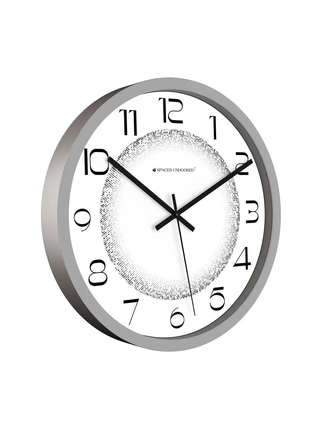 Side View of Premium Plastic Wall Clock – Slim Black Silent Halftone Dial Wall Clock