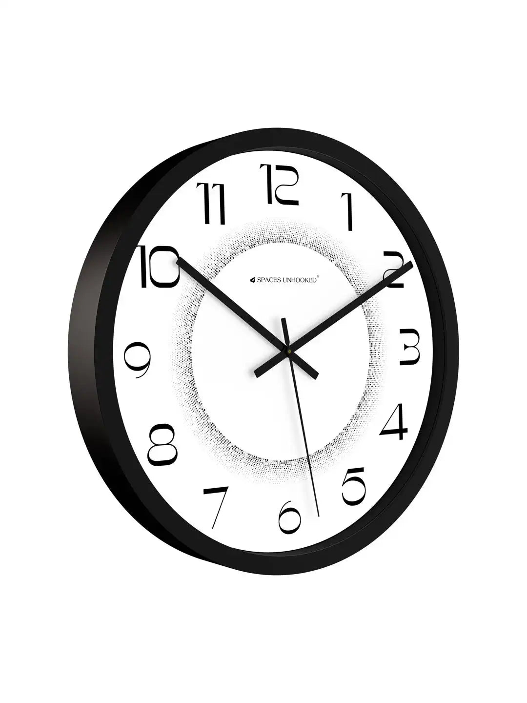 Side View of Premium Plastic Wall Clock – Slim Black Silent Halftone Dial Wall Clock